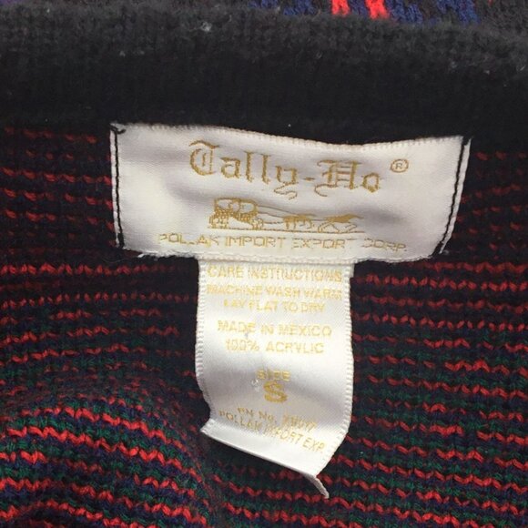 Tally Ho VTG Tartan Plaid Long Sleeve Acrylic Cardigan Jacket with Pockets SM - Picture 7 of 8